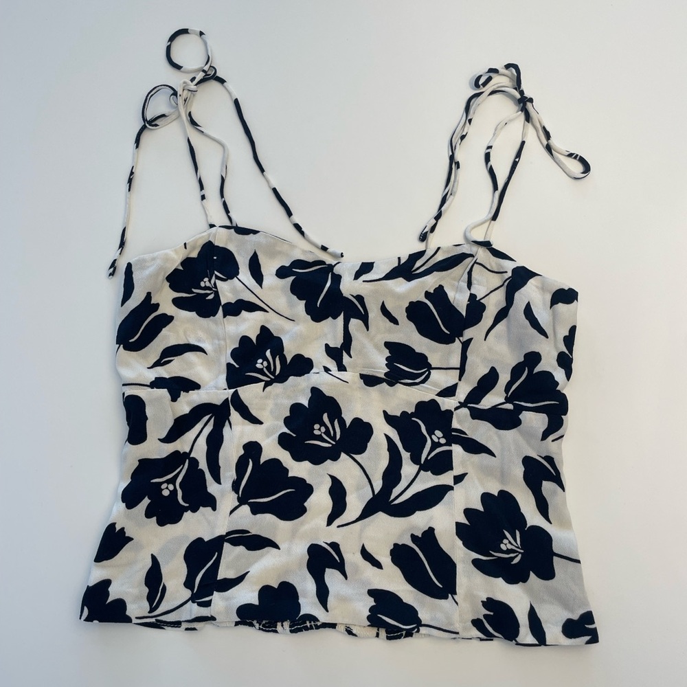 Floral Navy and White Women's Top